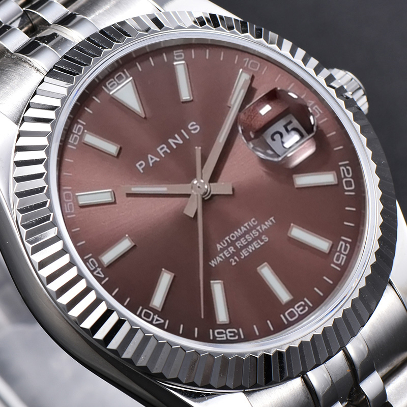 Fashion Parnis 39.5mm Brown Di - Rolex Watch Datejust 评论和价格