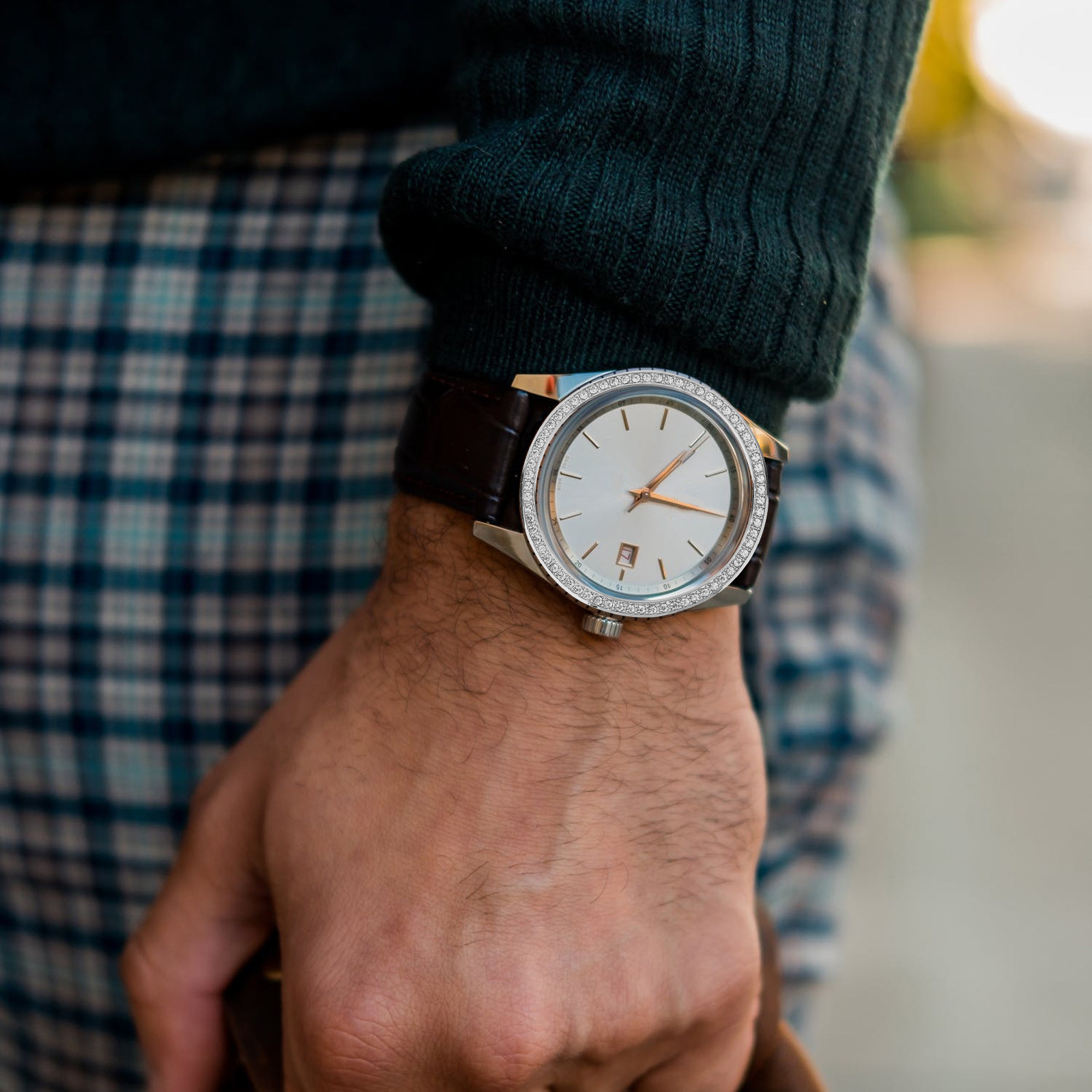 Premium Alloy Diamond-Inlaid B - Smartwatch Ring Watches 评论和价格