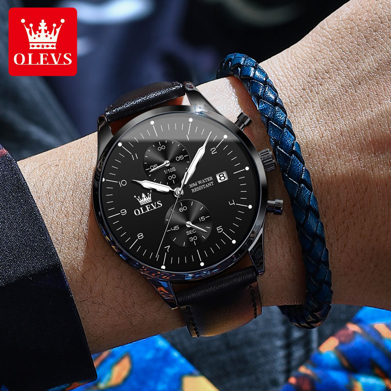 OLEVS 2880 Casual Fashion Men' - Leather Watch Strap 评论和价格